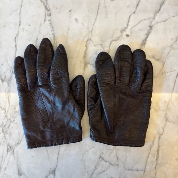 Vintage Christian Dior Brown Leather Driving Gloves, Cashmere Lined, XL - Picture 4 of 10